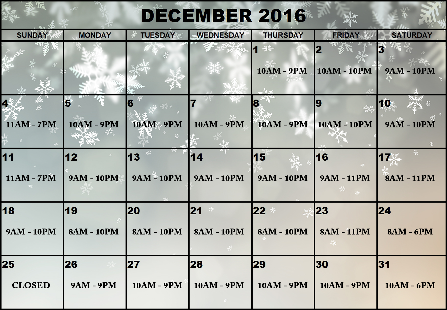 holidaycalendar2016